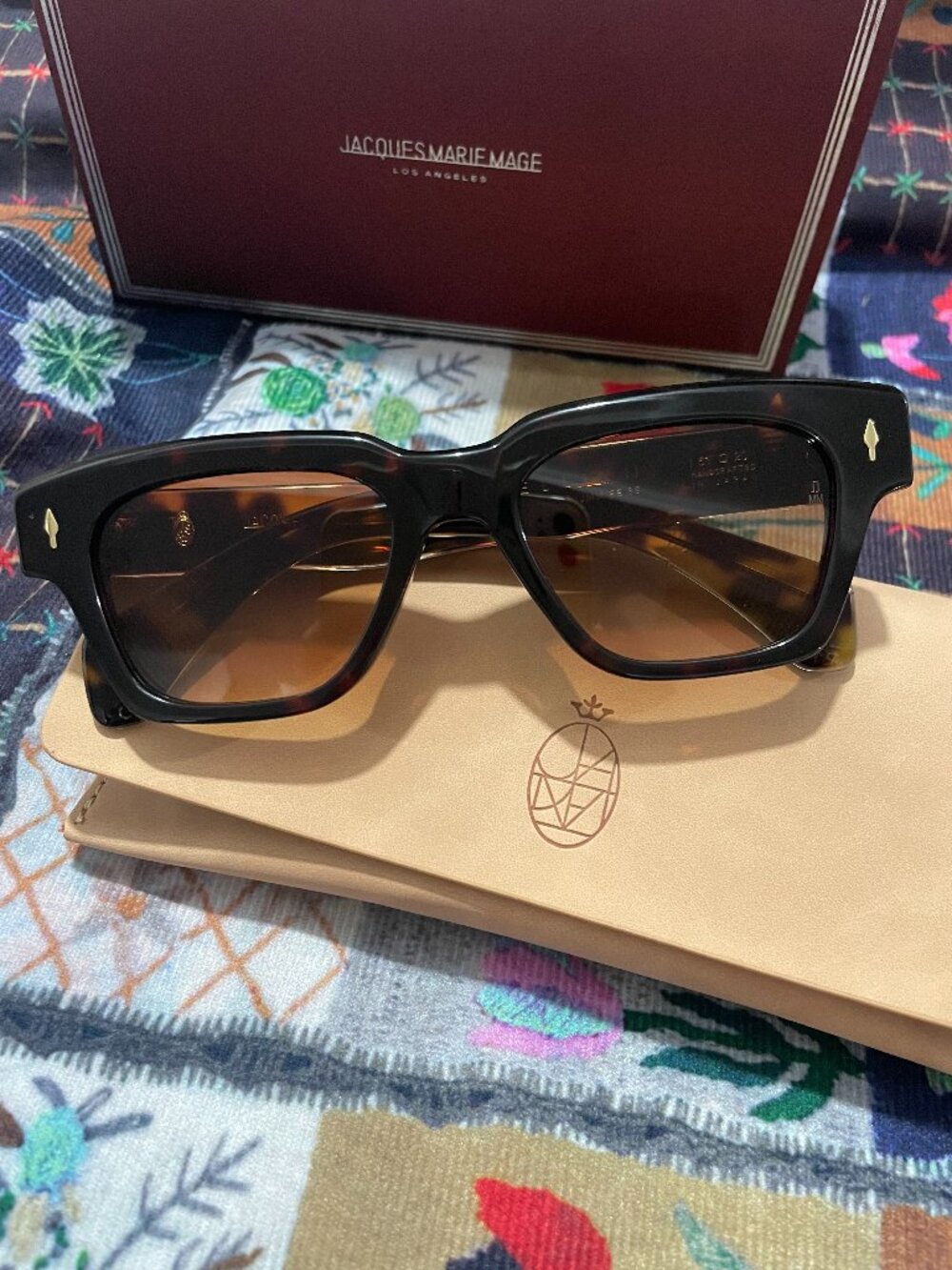 Jacques Marie Mage Classic Tortoiseshell Square Sunglasses